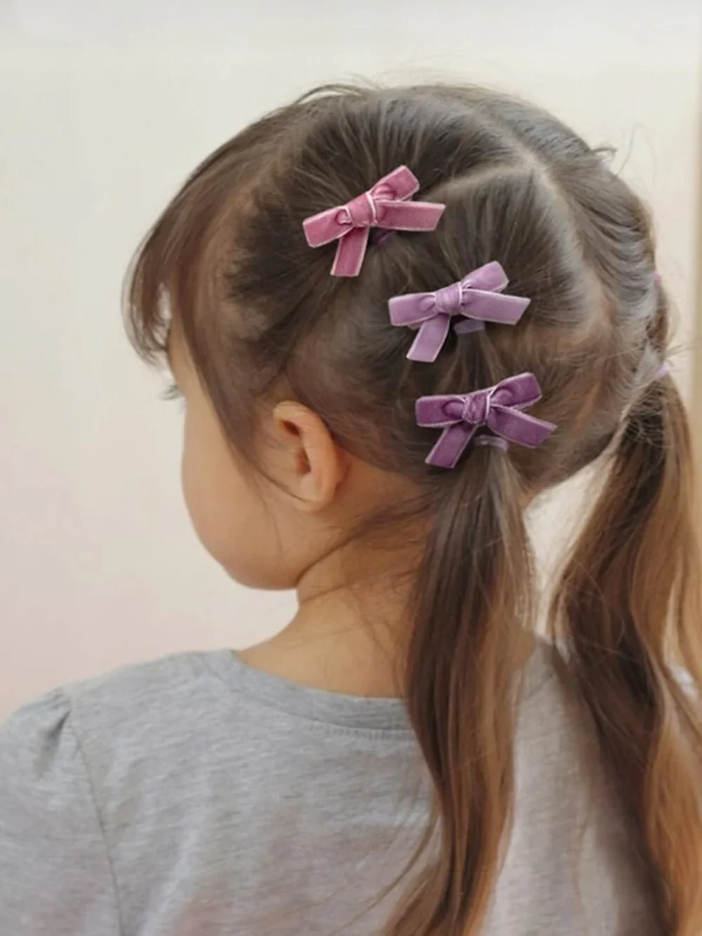 20pcs Velvet Mini Hair Bows for Baby Girls | Handmade Non-Slip Toddler Clips